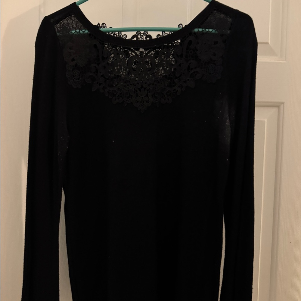 White House Black Market Black Lace Sweater